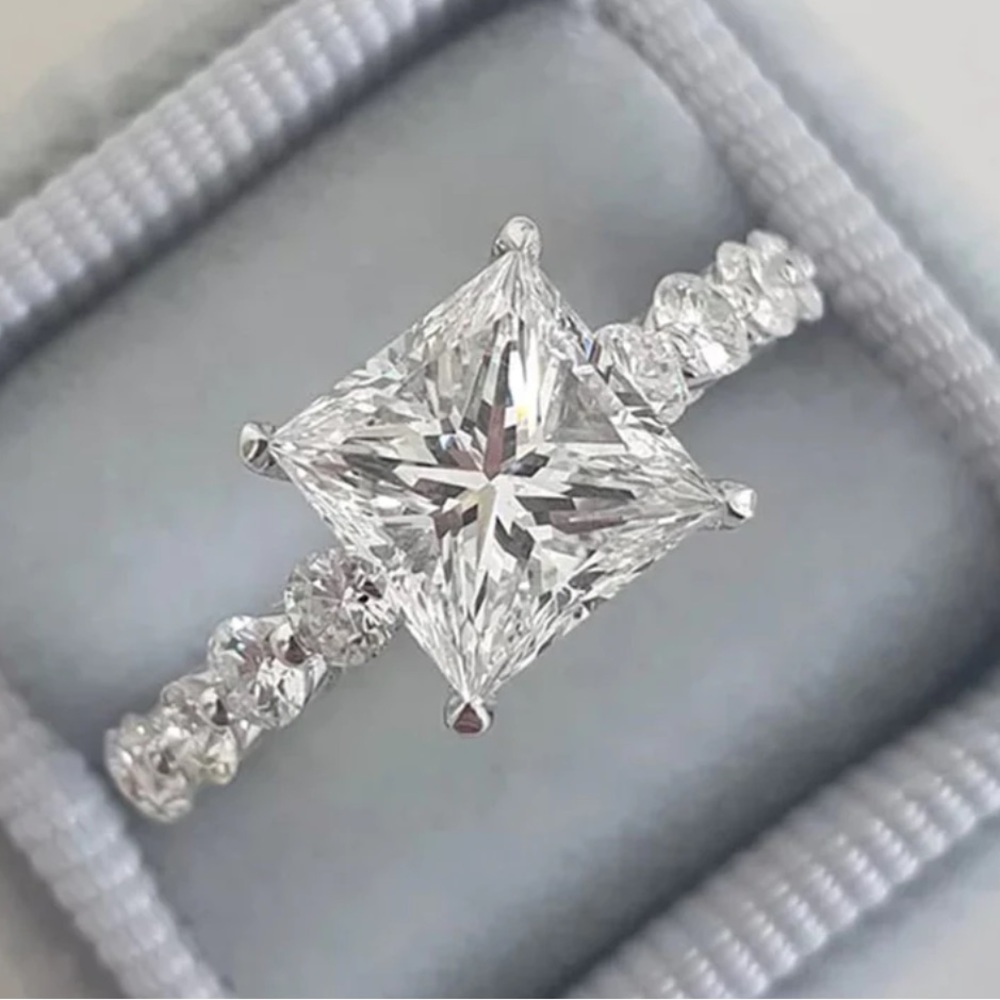 White Sapphire 3 Ct Princess Cut Ring